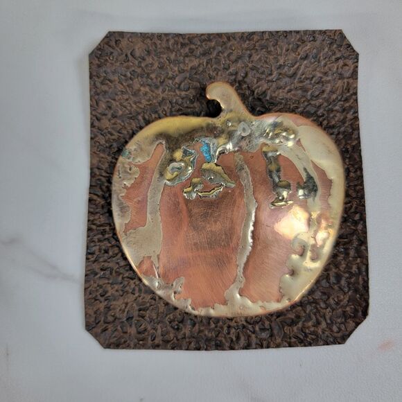 Artisan Larry Bonnot Copper Pin Brooch Vtg handmade Pumpkin Fall Halloween MO - Picture 2 of 7